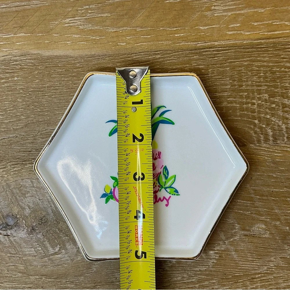 Lilly Pulitzer Hexagon Trinket Dish - Pink and Green Pineapple Motif